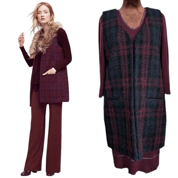 Anthropologie Sanctuary plaid vest size S removable collar - Picture 15 of 16